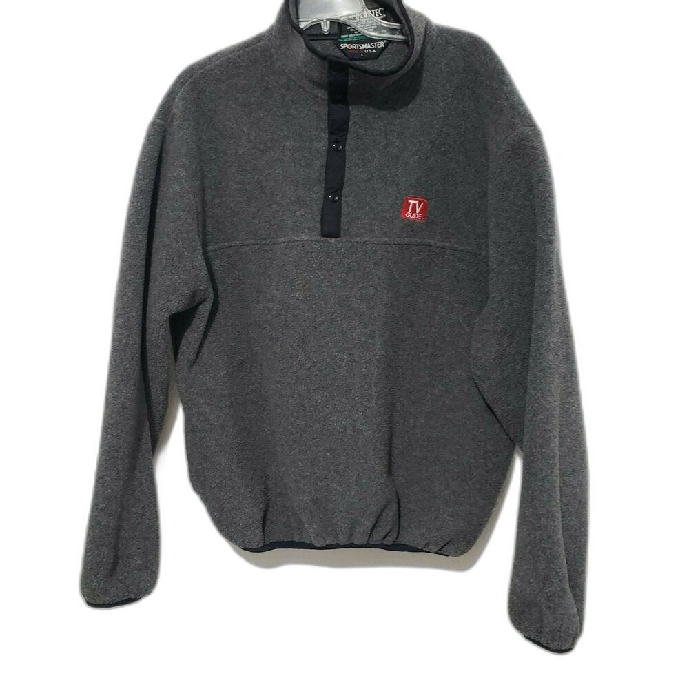 Sportsmaster Polartec Climate Control Fabric Fleece Gray Pullover USA made L
